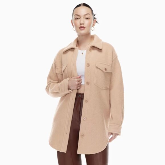 Aritzia Jackets & Blazers - Aritzia Wilfred Free, Ganna Shirt Jacket, Tan, 100% Wool, Size Small